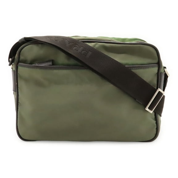 Pre-Owned PRADA Jacquard Shoulder Bag in Nylon and Leather, FUMO, Dark Gray, VA0772, Purchased...