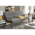 thumbnail image 5 of Baxton Studio Sorrento Mid-century Retro Modern Grey Fabric Upholstered Wooden 3-seater Sofa, 5 of 5