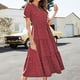 thumbnail image 4 of Vestido de mujer con estampado de lunares, manga corta, manga abullonada, vestido largo informal con lunares Fridja  qw1185, 4 of 6
