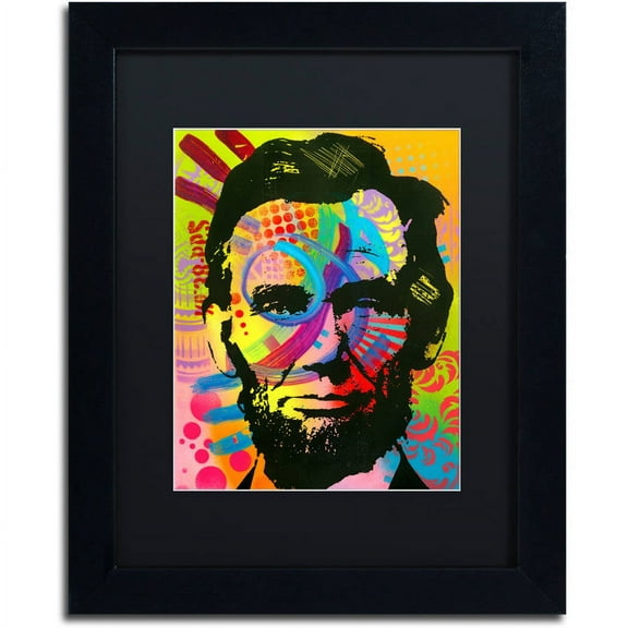 Trademark Fine Art "Abraham Lincoln II" Canvas Art by Dean Russo, Black Matte, Black Frame