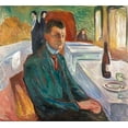 thumbnail image 2 of Munch, Edvard 22x20 White Modern Wood Framed Museum Art Print Titled - Self-Portrait with a Bottle of Wine, 1906, 2 of 4