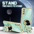 thumbnail image 4 of For Samsung Galaxy Note 20 Case with Astronaut Stand, Women Girls Galaxy Note 20 Cases, Girly Cute 6D Outer Space Heart Pattern Phone Cover for Note 20 6.7 Inch Mint Green, 4 of 11