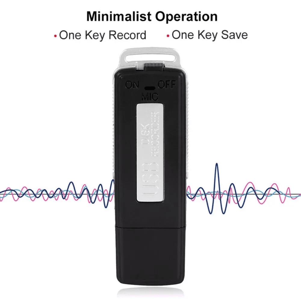 2 in 1 Mini USB Pen 8GB Key Chain Digital Audio Voice Recorder 384KBPS A Key Recording 70hours Recording