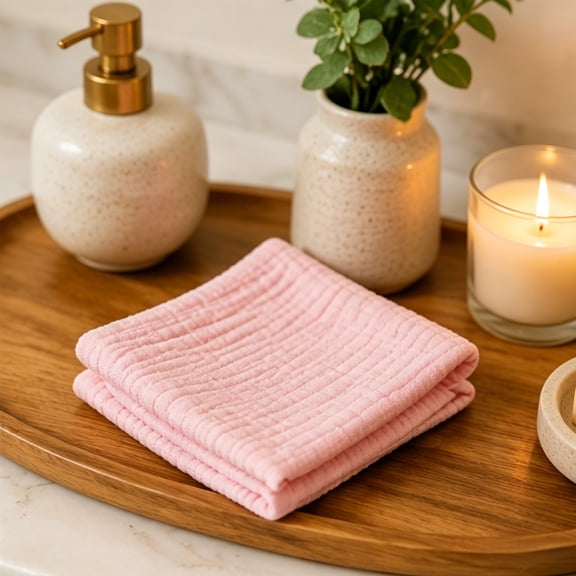 Gallickan 11.81x11.81 Inch Cotton Face Towel, Soft Absorbent Quick-Dry Washcloth with Hanging Loop, for Bathroom Kitchen Gym, Pink