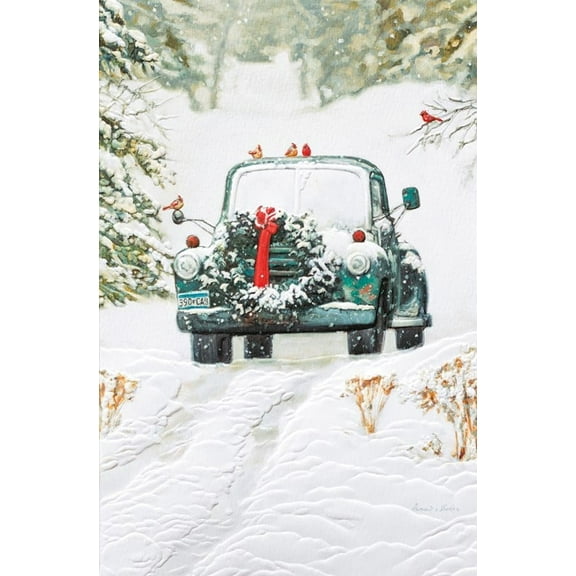 Pumpernickel Press Embossed Christmas Greeting Cards Boxed Set – Winter Pickup, 16 Count