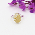 thumbnail image 2 of Earth Gems Jewelry Rutilated Quartz Ring Handmade Oval Gemstone Ring in 925 Sterling Silver for Her, 2 of 7