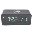 thumbnail image 3 of Wooden Clock, Voice Activated Clock Convenient  For Home Black Wooden Green Light, 3 of 8