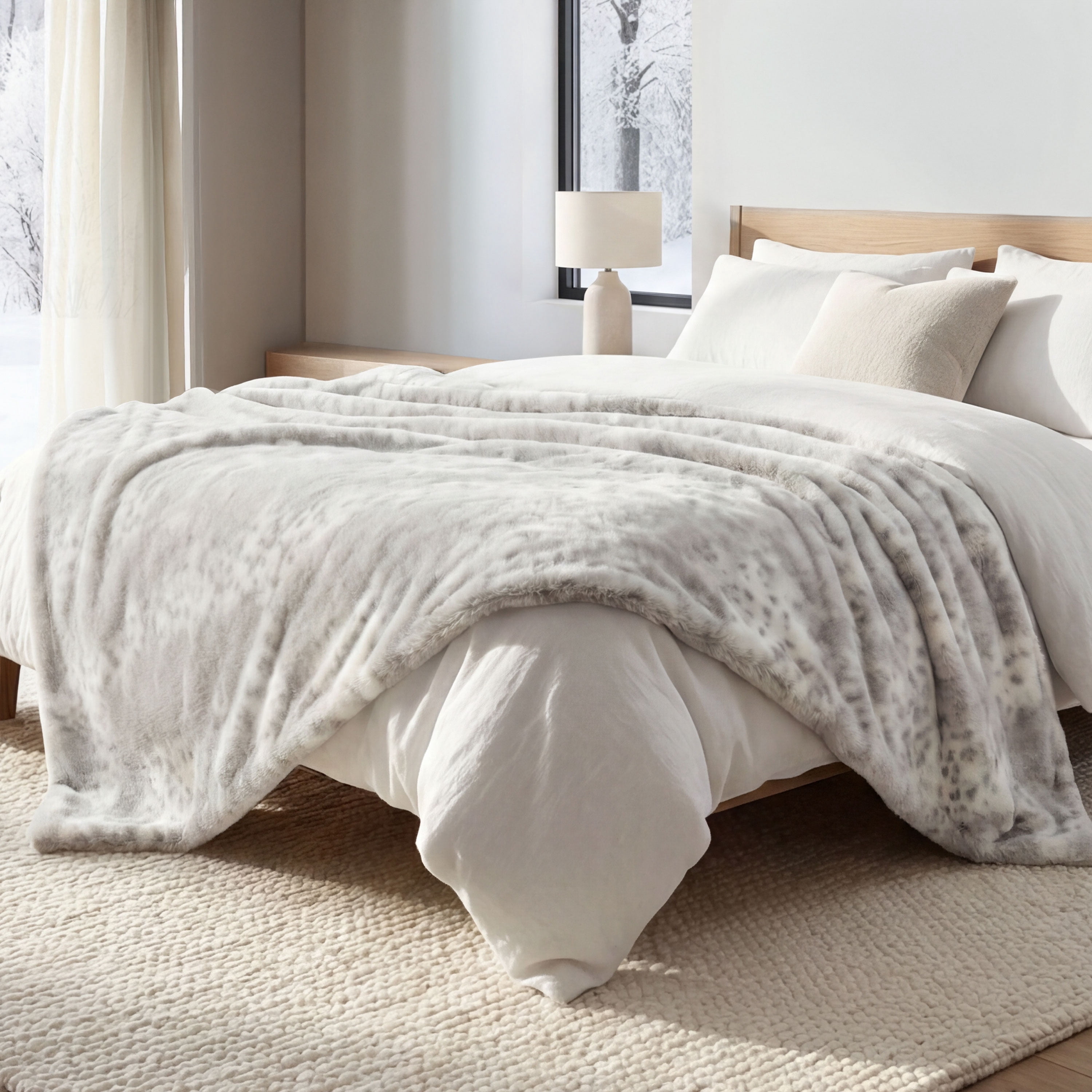 Regal Living Soft Plush Faux Fur Fuzzy Throw, Snow Taupe, 50" x 60"