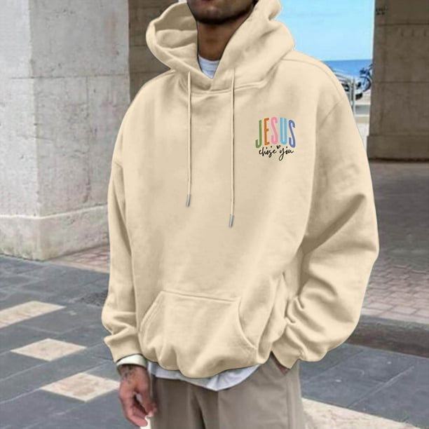 MHFRRA Sudaderas y Sudaderas Casuales para Hombre, de Corte Relajado, con Estampado Gráfico para Otoño E Invierno, de Fácil Cuidado, Ideales para Uso Diario Beige
