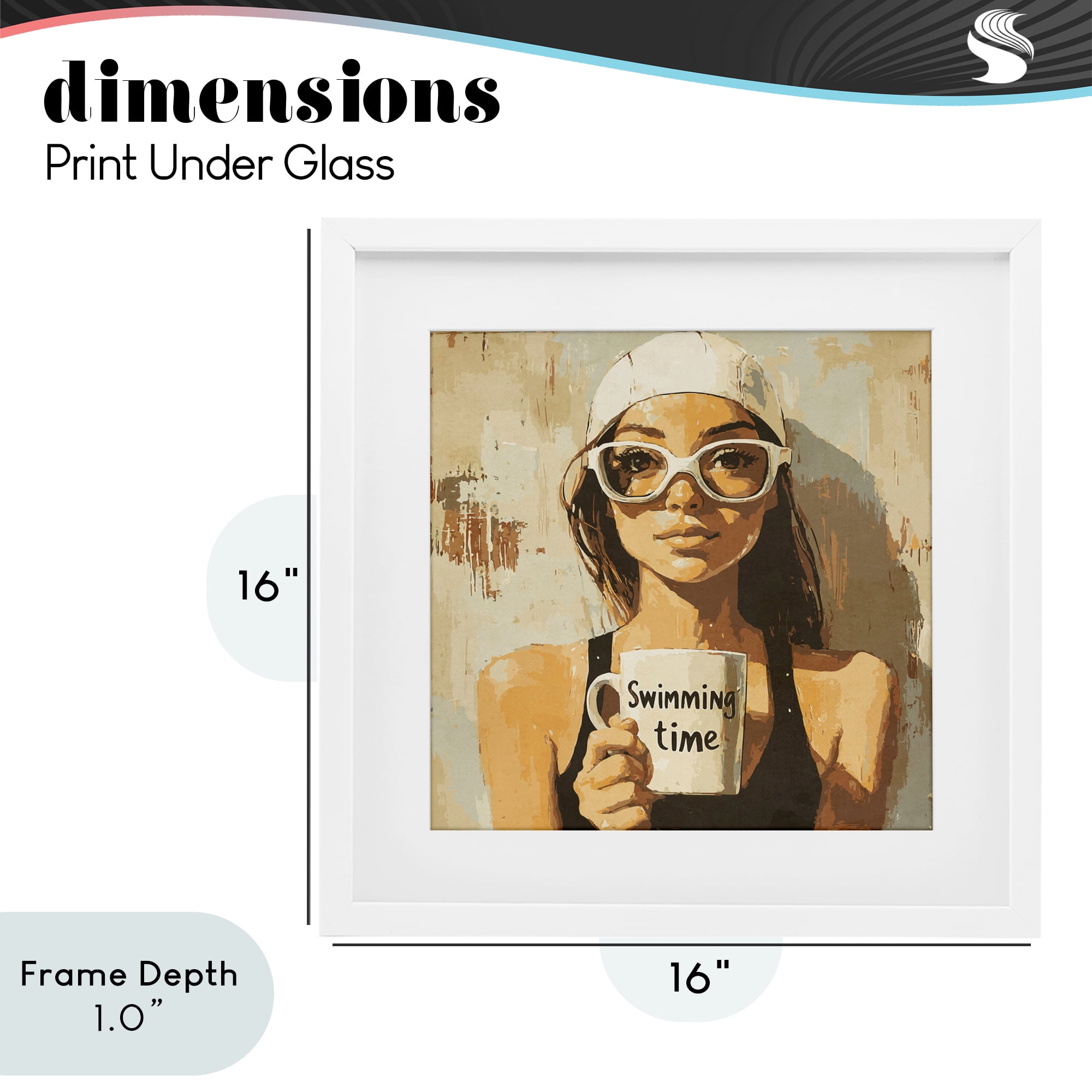 Stupell Industries Swimming Mug Girl White Framed Print Under Glass, design by Layla Oz