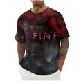 thumbnail image 1 of Camisas de Manga Larga para Hombres Imprimir Blusa de Manga Corta de Cuello Redondo, Camisas de Lino para Hombres, 1 of 3