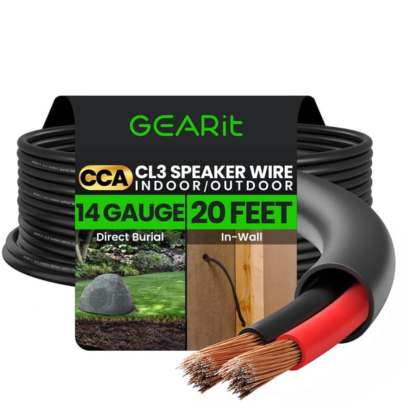 Cable de altavoz GearIt 14/2 calibre 14 (2 x 2,5 mm²) CCA 6 m negro