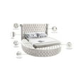 thumbnail image 2 of Meridian Furniture King Size Deep Button Tufting Modern Velvet Platform Bed with Storage, Cream, 2 of 11