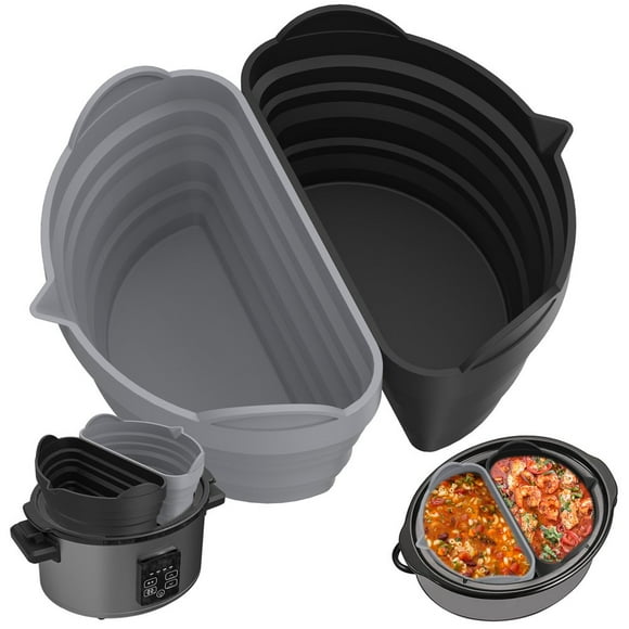 2Pcs Slow Cooker Divider Liner for 6QT Pot Slow Cooker Liner Leakproof Foldable Silicone Pot Divider