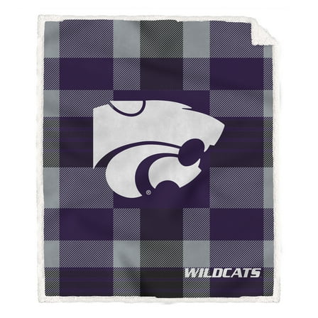 Pegasus Kansas State Wildcats 60" x 70" Plaid Steel Royal Plush Sherpa Blanket
