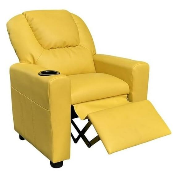 Marisa 23" W Yellow PU Leather Recliner Chair with Cupholder