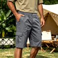 thumbnail image 6 of gzxflxpge Cargo Shorts Men Baggy Casual Knee Length Stretch Waist Bermuda Shorts Summer for Outdoor Work with Multi Pockets Gray 4XL, 6 of 8