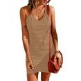 thumbnail image 1 of SEAOPEN Robe d'Été en Crochet pour Femmes Robe de Plage Bohème Robe Boho Mini Robe d'Été Ligne A Khaki,S, 1 of 7