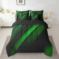 thumbnail image 2 of Feelyou Green Striped Geometric Twin Bedding Sets 7-Piece, Futuristic Abstract Bedding Comforter Set, Teen Child Kid Adult Reversible Sheet Sets, Lightweight Room Decor, 2 of 7