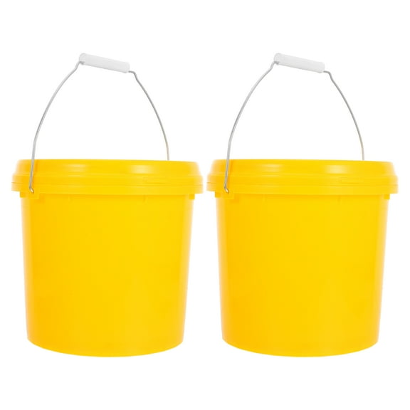 FOMIYES 2 Pcs Buckets Lids Household Sealed Barrel Travel 22.30X21.00X21.00CM Yellow