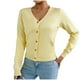 thumbnail image 2 of Suéter de cuello en V para mujer, suéter de punto de color liso con cuello en V, cárdigan con botones, blusa para mujer, 2 of 8