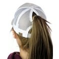 thumbnail image 2 of C.C Ponycap Messy High Bun Ponytail Adjustable Glitter Mesh Trucker Baseball Cap, White, 2 of 4