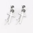 thumbnail image 3 of 361L de material acero inoxidable Cruz Colgante Drop Dandle Clip sin perforaciones en los pendientes de Halloween Joyería vintage Tornillo Vol Plata Fernando Pendiente pendiente, 3 of 5