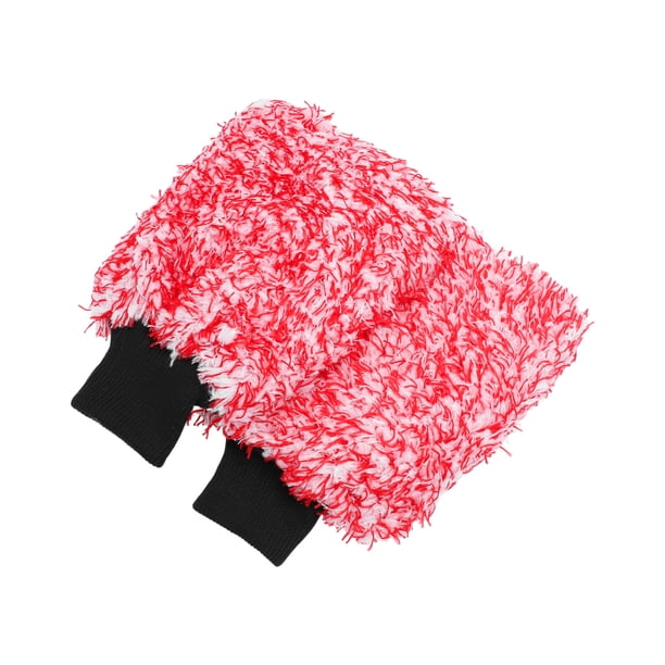 2 Pcs Toalla para Lavar Coches de Felpa Herramienta de Secado y Limpieza de Coches 26x20x1cm Rojo Blanco Negro
