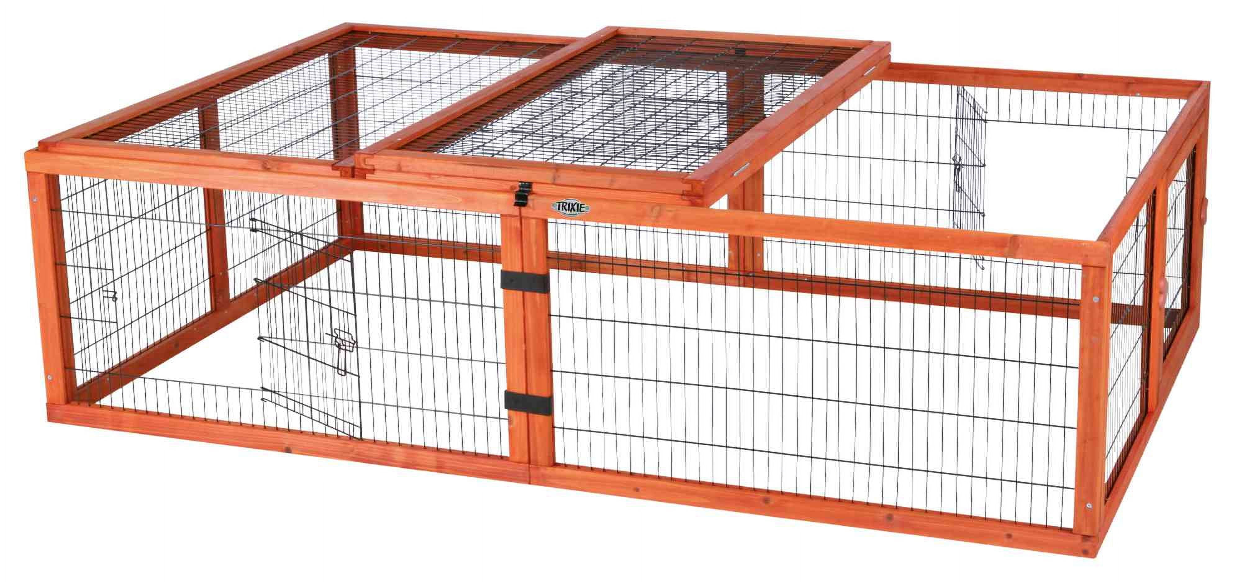 TRIXIE Weatherproof Outdoor Large Small Animal Cage and Run Extension w-Hinged Roof, Brown