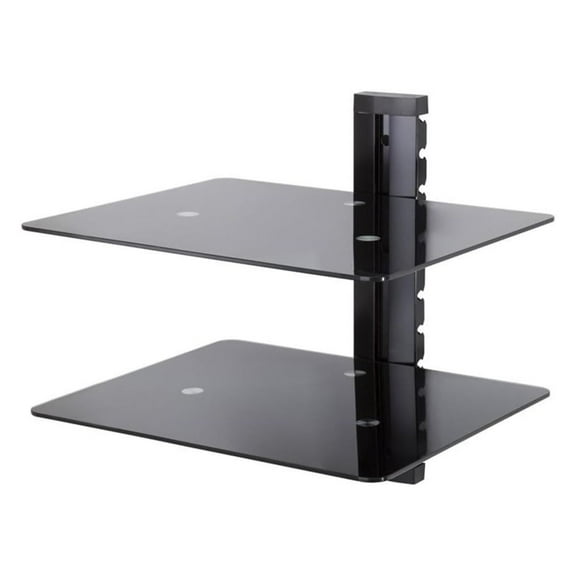 Steel Wall Mounted AV Component Shelving System with 2 Shelves in Black