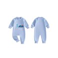 thumbnail image 2 of Spewahor Infant Baby Boy Easter Spring Romper 0 3 6 12 18 Months Letter Truck Embroidery Plaid Long Sleeve Round Neck Full Length Jumpsuit, 2 of 9