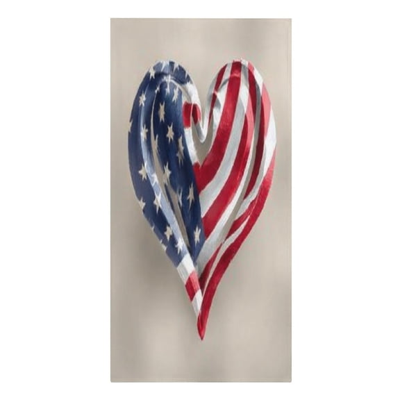 RKSupls Patriotic Heart Flag Shape Microfiber Beach Towel Absorbent Compact Towels for Swimming Pool Beach Travel Things for Vacation Essentials Adult Gift,61.4×30.3Inch