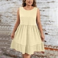 thumbnail image 2 of TaTaai Ladies Plus Size Casual Sleeveless Round Neck Solid Dress Lightweight Soft Comfortable Polyester Fashion Dress Versatile for Daily Casual Party Spring Summer Wear Gift, 2 of 7