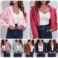 thumbnail image 4 of Chaqueta de mujeres Chaqueta corta con capucha de pana con capucha para mujer Abrigo corto con cremallera informal 1 1, 4 of 5