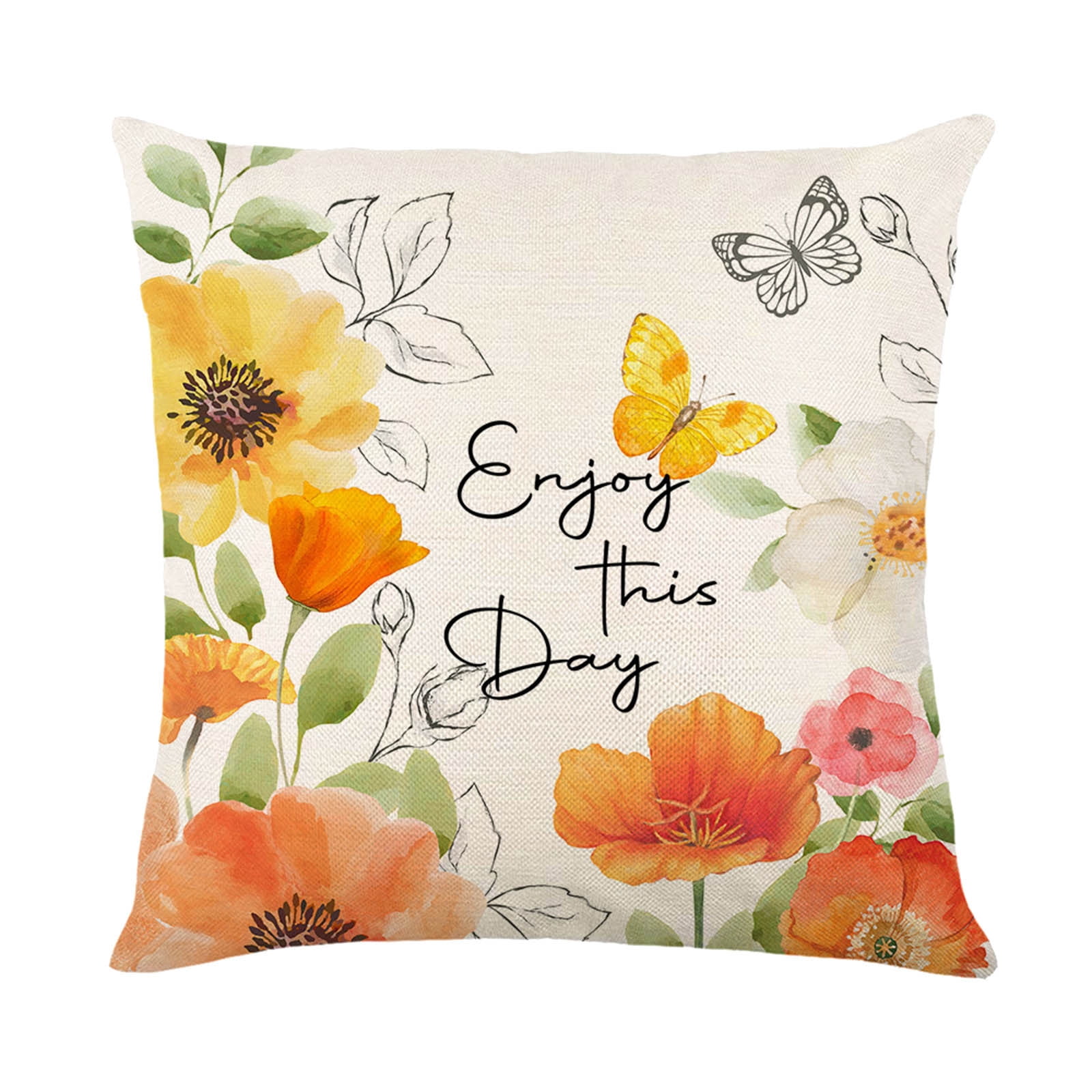 ZHAGHMIN Summer Outdoor Pillow Covers Farmhouse Pillow Covers 18X18 Spring Flower Cushion Case