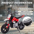 thumbnail image 4 of BCARORUR 24V Ride on Toys with Remote Control, Kids Ride On Motorcycle with 200W High Speed Hub Motor, Powered Dirt Bike with Rear Wheel Shock Absorber, Adjustable Speed, LED, Bluetooth, Music, Red, 4 of 7