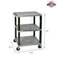 thumbnail image 2 of Luxor 18" x 24" x 34" Tuffy Three Shelf Flat Utility Cart - Gray With Black Legs, 2 of 4