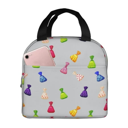 Insulated Lunch Bag for Women Men - Colourful Chocolate Candy Print Leakproof Cooler Lunch Box for Women Men  Lunch Tote Bags for Work School Picnic Travel