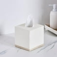 thumbnail image 4 of Tissue Box Cover Square Resin Tissue Holder for Home Decor,Hand Carved Beige Leather Cube Tissue Box Holder – 5.5 Inch Heavy Duty Luxury Tissue Box Case for Bathroom, Living Room, Office, 4 of 9