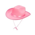 thumbnail image 4 of EHJRE Cowboy Hat Costume Accessories with Chin Strap Casual Comfortable Sun Protection Pink, 4 of 9