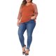 thumbnail image 2 of Camisas de mujer de tallas grandes Agnes Orinda, blusa de cuello en V, manga 3/4, floral, raglán, casual, tops de primavera y otoño, 4X, marrón, 2 of 6