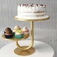 thumbnail image 2 of AOOOWER Elegant Two Tiers Birthday Cake Stand Iron Round Dessert Display Tray Metal Dessert Holder for Kitchen or Dining Room, 2 of 14