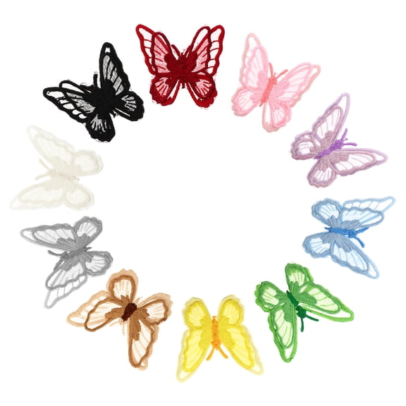 HONMEET 10Pcs Butterflies Embroidery Cloth Patches Iron on Sew on Decorative Appliques