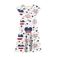 thumbnail image 5 of Bovxnpu Summer Girls Dresses, Girls Midi Flowy Casual Dresses With Pocket, Independent Day Girls' Short Sleeve Ruffled Pockets Round-Neck Printed Dress 6 Years, 5 of 5