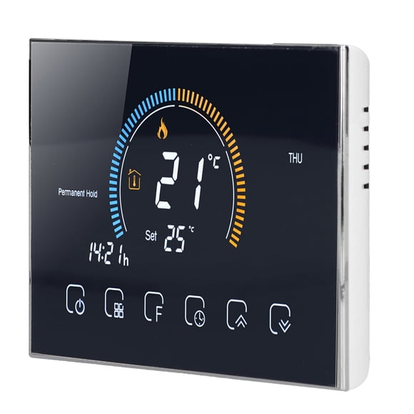 Temperature Controller, Memory Function ABS LCD Thermostat Six Periods Programmable For Testing Tool For Household BHT-8000GC-Black