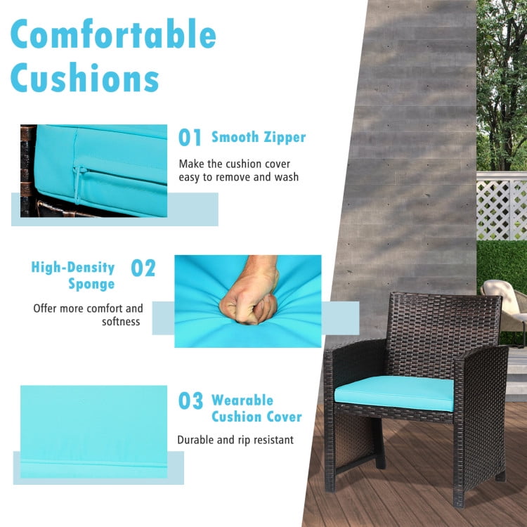 Aimee Lii 3 Pieces Patio Wicker Furniture Set with Storage Table and Protective Cover, Outdoor Patio Furniture, Turquoise Aimee Lii 3 Pieces Patio Wicker Furniture Set with Storage Table and Protective Cover, Outdoor Patio Furniture, Turquoise