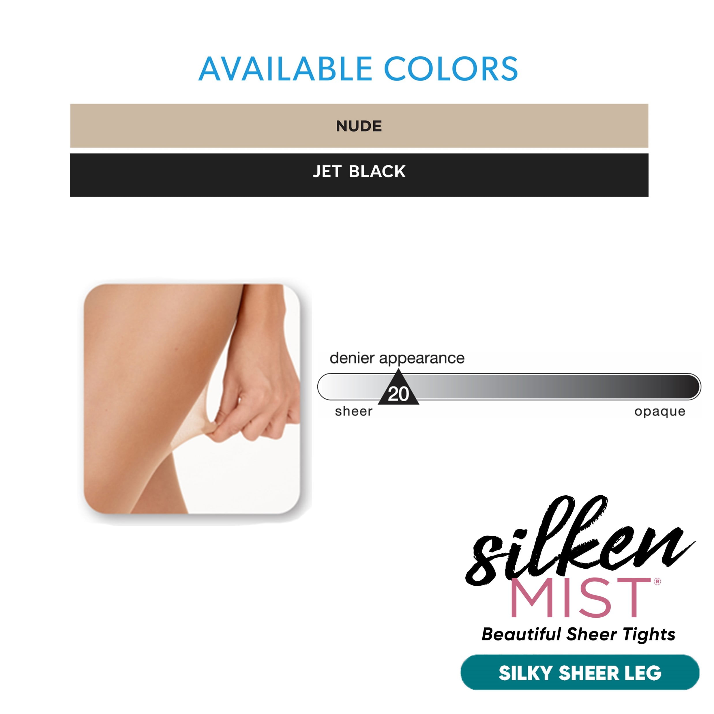 L'eggs Women's Silken Mist Silky Sheer Run Resistant Leg Sheer Tights Control Top Sheer Toe, 2 Pair