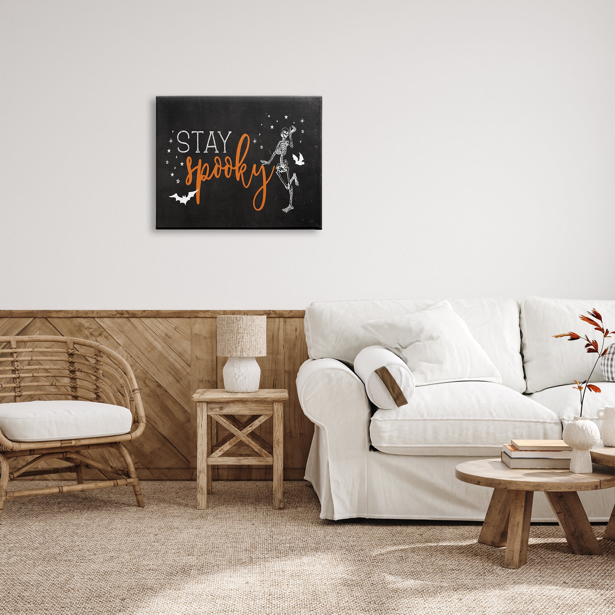 Stupell Industries Stay Spooky Skeleton Holiday Painting Gallery Wrapped Canvas Print Wall Art, 30 x 24
