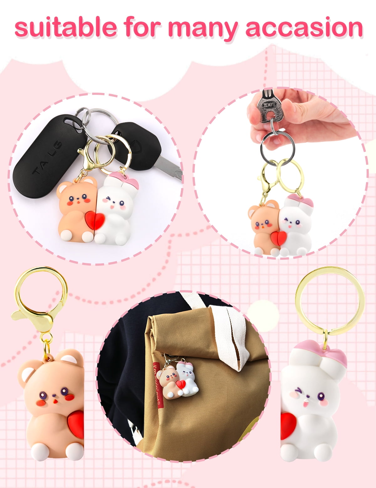 Keychains Magnetic Matching Keychains for Couples Cartoon Animal
