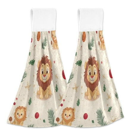 

2 Bathroom Towels Kitchen Towels 18.2x14In Velcro Hand Wipes Dish Cloths & Dish Towels Washroom Towels Face Towel Hand Wipes Christmas Cartoon Lion
